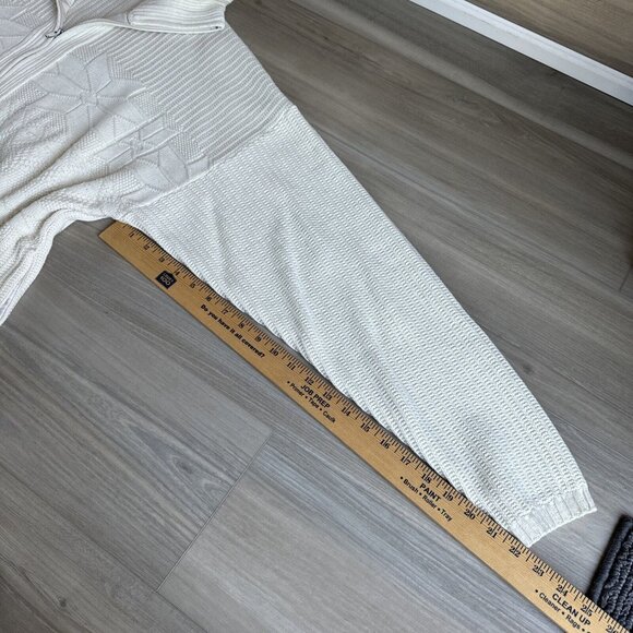 Vintage 90s Sweater House Cardigan Sweater White Cream Men's Size XL Made In USA - Picture 5 of 9